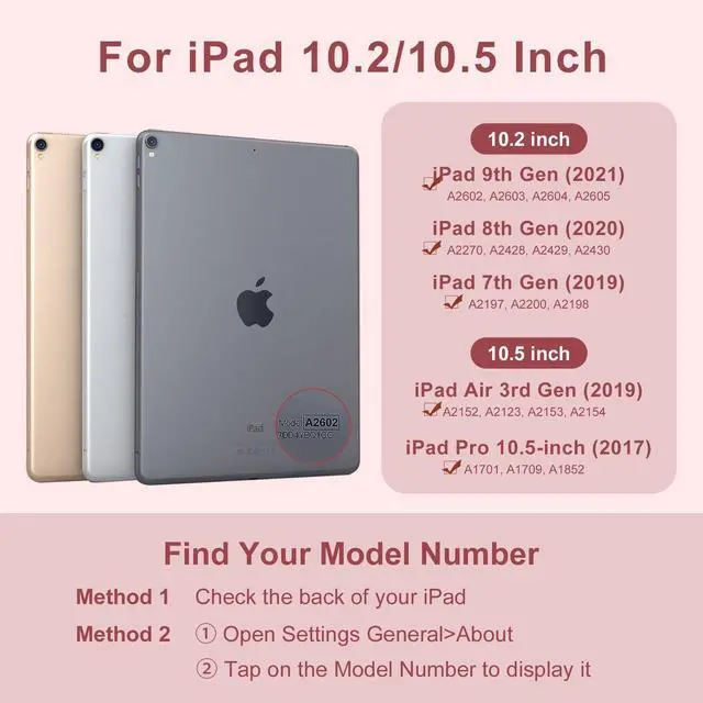 Alt view image 4 of 7 - Keyboard Case for iPad 9th Generation 10.2'', iPad 8th/7th, Premium Stain-Resistant Detachable Wireless Keyboard Adjustable Grooves Case with Pencil Holder for iPad Pro 10.5/Air 3rd Gen(Pink)