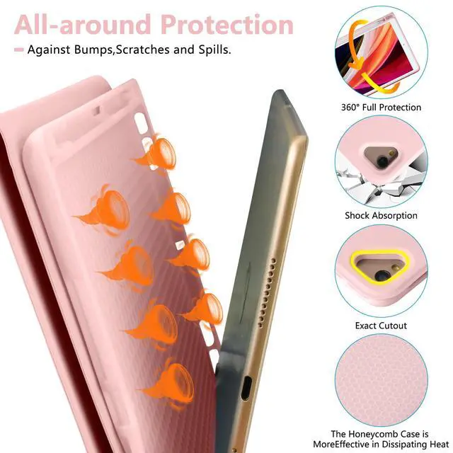 Alt view image 4 of 7 - iPad 9th Generation Case with Keyboard 10.2 Inch - Detachable Slim Cover with Pencil Holder, Compatible with iPad 8th/7th Gen, Pro 10.5, Air 3rd (Pink)