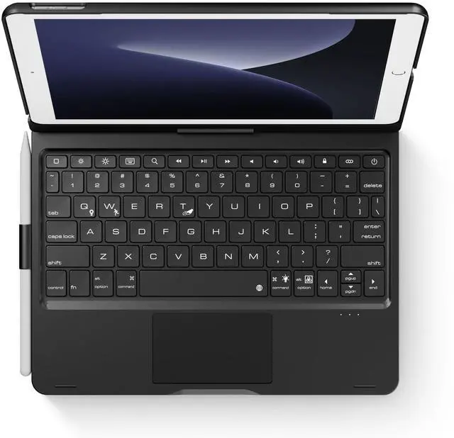 Main image of Swivel Keyboard Case for iPad 10.2 inch 9th 8th 7th, iPad Air 3rd and iPad Pro 10.5 2nd Generation; Rotatable Cover with Pencil Holder, Multi-Touch Trackpad, RGB Backlit, Black