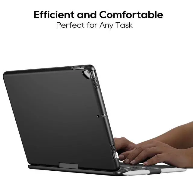 Alt view image 3 of 7 - Swivel Keyboard Case for iPad 10.2 inch 9th 8th 7th, iPad Air 3rd and iPad Pro 10.5 2nd Generation; Rotatable Cover with Pencil Holder, Multi-Touch Trackpad, RGB Backlit, Black