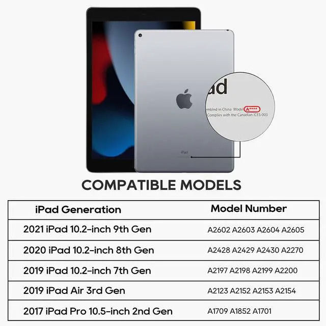 Alt view image 6 of 7 - Swivel Keyboard Case for iPad 10.2 inch 9th 8th 7th, iPad Air 3rd and iPad Pro 10.5 2nd Generation; Rotatable Cover with Pencil Holder, Multi-Touch Trackpad, RGB Backlit, Black