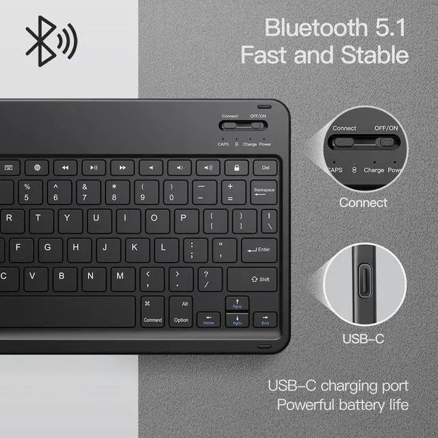 Alt view image 3 of 6 - Keyboard Case for iPad 10.2-Inch (2021/2020/2019 Model, 9th/8th/7th Generation) with Pencil Holder, Magnetic Detachable Bluetooth Wireless Keyboard, Soft TPU Back Stand Cover (Space Gray)