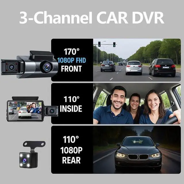 Alt view image 6 of 7 - Dash Cam Front and Rear, 1080P Dual Dash Camera, WiFi & App Control, IR Night Vision, 170° Wide Angle, G-Sensor, Parking Mode, 24/7 Loop Recording, 64GB Micro SD Card Included Black