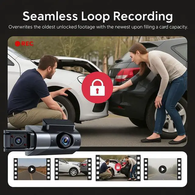 Alt view image 5 of 7 - Dash Cam Front and Rear, 1080P Dual Dash Camera, WiFi & App Control, IR Night Vision, 170° Wide Angle, G-Sensor, Parking Mode, 24/7 Loop Recording, 64GB Micro SD Card Included Black