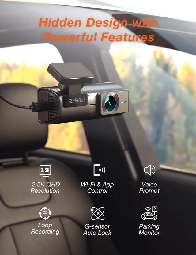 Alt view image 2 of 7 - 2.5K Dash Cam WiFi Dash Camera for Cars, Mini Car Camera 1440P Front Dashcams with App, Free 32GB Card, Night Vision, WDR, G-Sensor, Loop Recording, 24H Parking Mode Supports