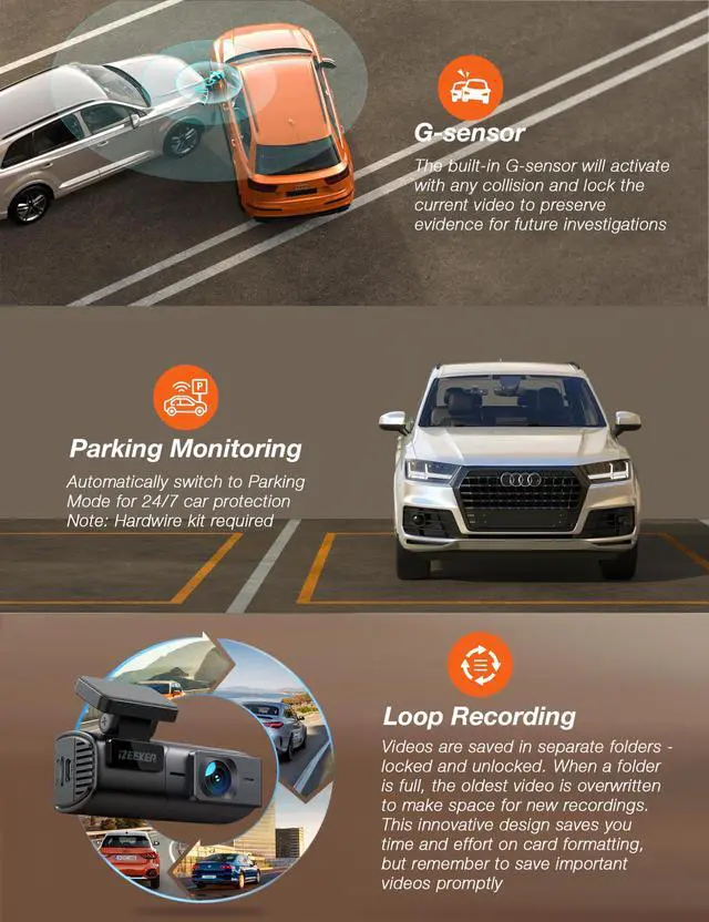 Alt view image 4 of 7 - 2.5K Dash Cam WiFi Dash Camera for Cars, Mini Car Camera 1440P Front Dashcams with App, Free 32GB Card, Night Vision, WDR, G-Sensor, Loop Recording, 24H Parking Mode Supports