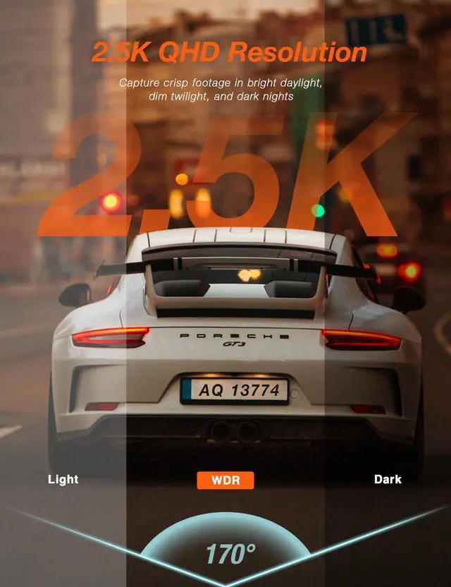 Alt view image 3 of 7 - 2.5K Dash Cam WiFi Dash Camera for Cars, Mini Car Camera 1440P Front Dashcams with App, Free 32GB Card, Night Vision, WDR, G-Sensor, Loop Recording, 24H Parking Mode Supports