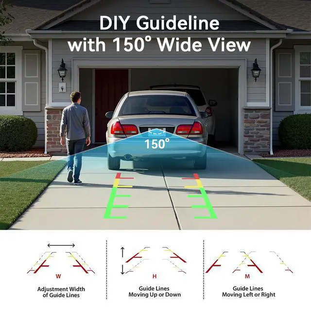 Alt view image 4 of 7 - Camera, 1080P IR Night Vision with Monitor, Easy Setup Plug-Play Rear View Camera, 150 Degrees Wide Angle, IP68 Waterproof, 4.3" Display for Car Truck SUV