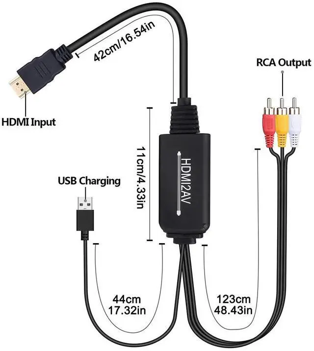 Alt view image 5 of 7 - HDMI to RCA Cable, HDMI to RCA Converter Adapter Cable, 1080P HDMI to AV 3RCA CVBs Composite Video Audio Supports for Amazon Fire Stick, Roku, Chromecast, PC, Laptop, Xbox, HDTV, DVD