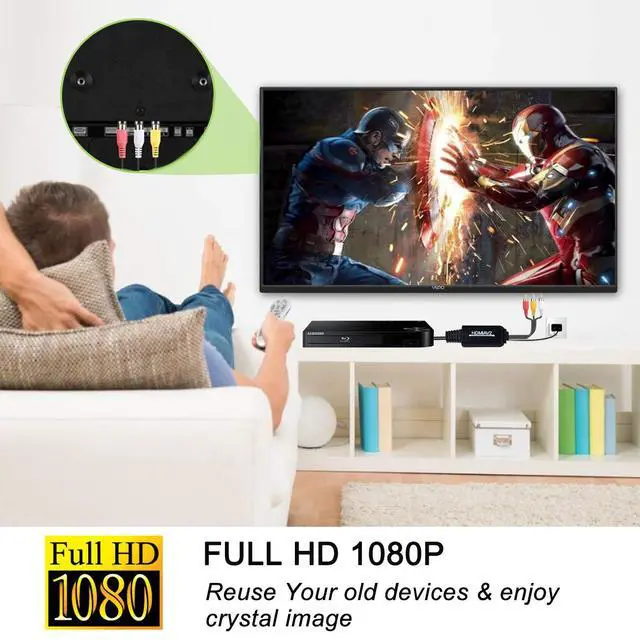 Alt view image 7 of 7 - HDMI to RCA Cable, HDMI to RCA Converter Adapter Cable, 1080P HDMI to AV 3RCA CVBs Composite Video Audio Supports for Amazon Fire Stick, Roku, Chromecast, PC, Laptop, Xbox, HDTV, DVD