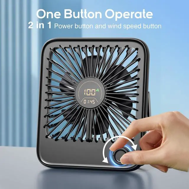 Alt view image 7 of 7 - Rechargeable Portable Travel Fan - USB Desk Fan with 100 Wind Speeds Small Fan with Digital Display Quiet Desktop Personal Fans for Cruise Ship Office Outdoor Bedroom