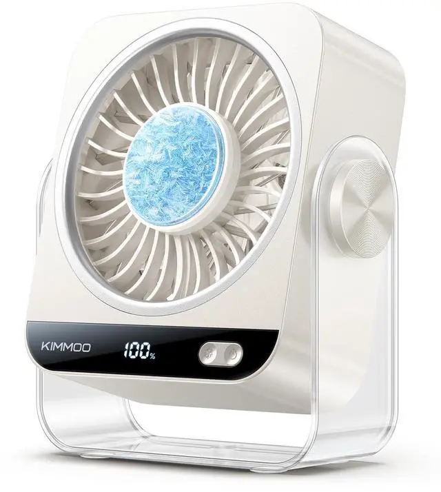 Main image of USB Desk Fan for Bedroom, 199 Speeds Turbo Airflow, Portable Fan with Ice Cooling, Digital Display Quiet Table Fan, 270° Rotating Small Rechargeable Battery Desktop Fans for Home Office (White)