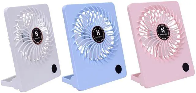 Alt view image 5 of 7 - Personal Battery Operated Desk Fan, Rechargeable Fan, 2000mAh Battery, Power Display and 180° Tilt Folding, Ultra Quiet and Portable, Office, Camping, in Car (White), Compact