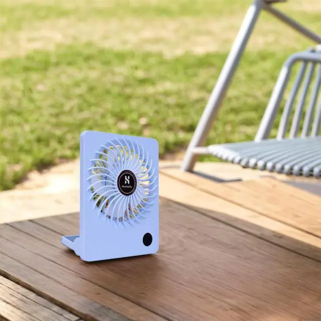 Alt view image 7 of 7 - Personal Battery Operated Desk Fan, Rechargeable Fan, 2000mAh Battery, Power Display and 180° Tilt Folding, Ultra Quiet and Portable, Office, Camping, in Car (White), Compact