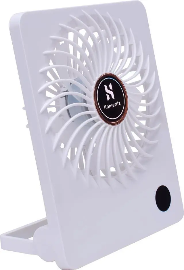 Alt view image 4 of 7 - Personal Battery Operated Desk Fan, Rechargeable Fan, 2000mAh Battery, Power Display and 180° Tilt Folding, Ultra Quiet and Portable, Office, Camping, in Car (White), Compact