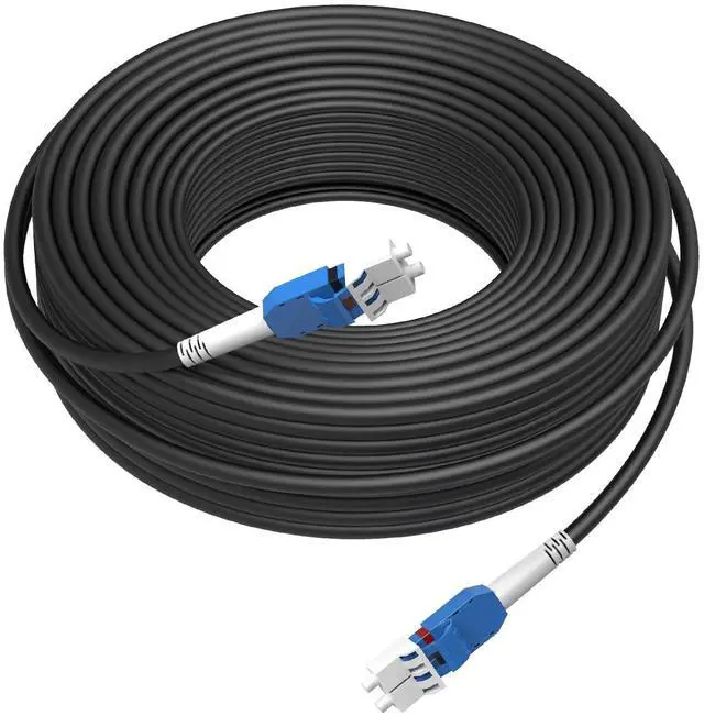 Main image of 3M/10FT LC to LC Armored Outdoor Fiber Optic Cable, Single Mode Duplex 9/125m SMF Fiber Patch Cord, OS1/OS2 Compatible, Black LSZH Jacket, Uniboot Jumper for FTTH, Data Center, Long-Distance Use