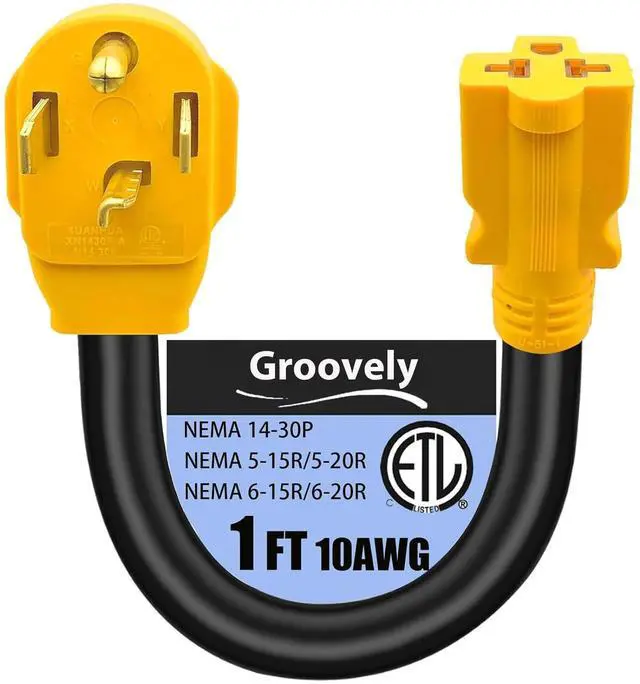 Main image of Welding Machine Plug Adapter,NEMA 14-30P to 6-20/15R or 5-20/15R RV EV Adapter Wire,Compatible with NEMA 30 Amps 4-pin 240V to 20/15 Amps 3-Pin 240V 6-20/15R or 5-20/15R T Blade,STW 10 AWG