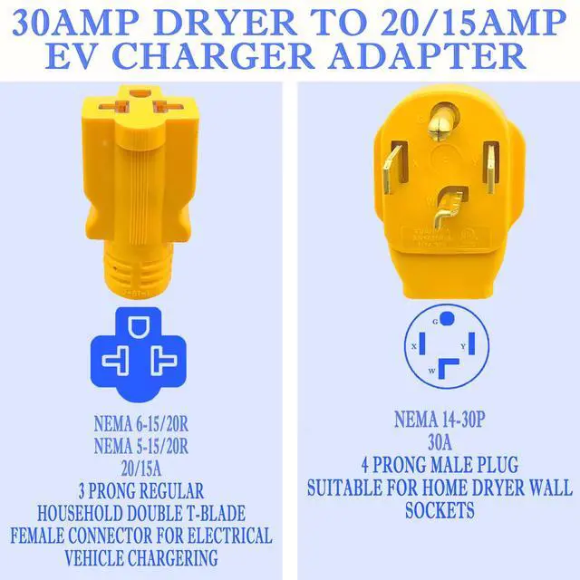 Alt view image 4 of 6 - Welding Machine Plug Adapter,NEMA 14-30P to 6-20/15R or 5-20/15R RV EV Adapter Wire,Compatible with NEMA 30 Amps 4-pin 240V to 20/15 Amps 3-Pin 240V 6-20/15R or 5-20/15R T Blade,STW 10 AWG