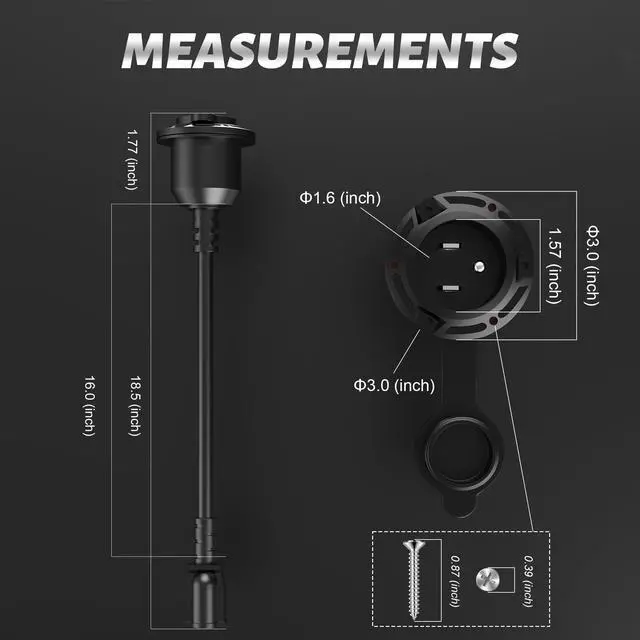 Alt view image 7 of 7 - New 20A 125V AC Port Plug, 12AWG Heavy-Duty RV Shore Power Inlet Plug with 5-in-1 T-Blade Adapter & 6FT Cord, Waterproof AC Power Inlet Socket Integrated Outdoor Electrical Outlet Receptacle
