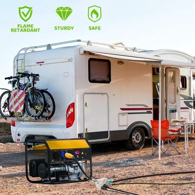 Alt view image 3 of 7 - 30 Amp to 20 Amp 110 Generator RV Electric Cables, NEMA L14-30P to 4X 5-15R/5-20R Generator Distribution Adapter 4 Prong 30 Amp to 15 Amp/20Amp with Lighted End STW 10 AGW 1FT