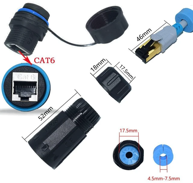 Alt view image 2 of 6 - 10PCS Shielded RJ45 Waterproof Panel Mount Connector IP68 Cat5/5e/6 8P8C Ethernet LAN Cable Coupler Female to Female Outdoor Network Adapter