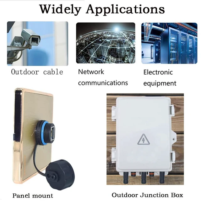 Alt view image 6 of 6 - 10PCS Shielded RJ45 Waterproof Panel Mount Connector IP68 Cat5/5e/6 8P8C Ethernet LAN Cable Coupler Female to Female Outdoor Network Adapter