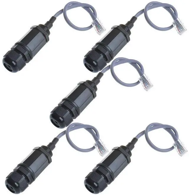 Main image of 5PCS M20 RJ45 Waterproof Cat5 8P8C Connector IP67 Ethernet LAN Cable Connector Double Head with Cat5 Network Cable Outdoor LAN Coupler Adapter Male to Female