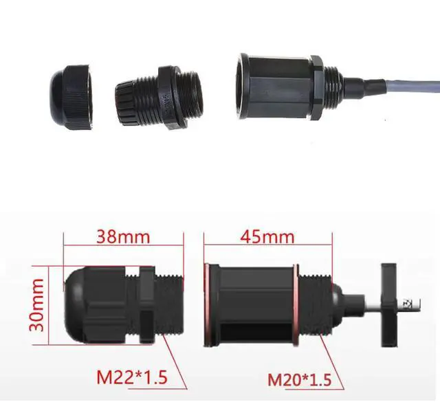 Alt view image 2 of 14 - 5PCS M20 RJ45 Waterproof Cat5 8P8C Connector IP67 Ethernet LAN Cable Connector Double Head with Cat5 Network Cable Outdoor LAN Coupler Adapter Male to Female