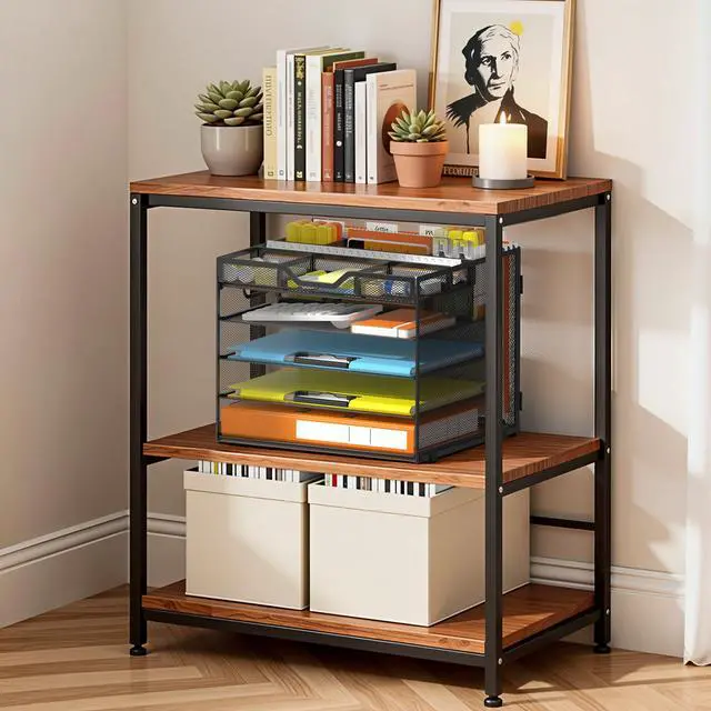 Alt view image 3 of 6 - 5 Tier Letter Tray with Hanging File Organizer-Mesh Desk Organizer-Desktop Storage Box Built in Pen Holder and Handles, File Folder Holder for Mail Documents Office Supplies-Black