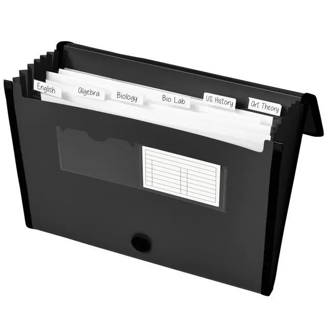 Alt view image 2 of 7 - Expanding File Folder Organizer, 7-Pocket Accordion File Organizer, Black, Holds 425 Letter/A4-Size Sheets (73550)