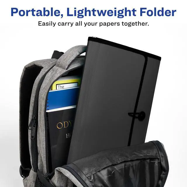 Alt view image 4 of 7 - Expanding File Folder Organizer, 7-Pocket Accordion File Organizer, Black, Holds 425 Letter/A4-Size Sheets (73550)