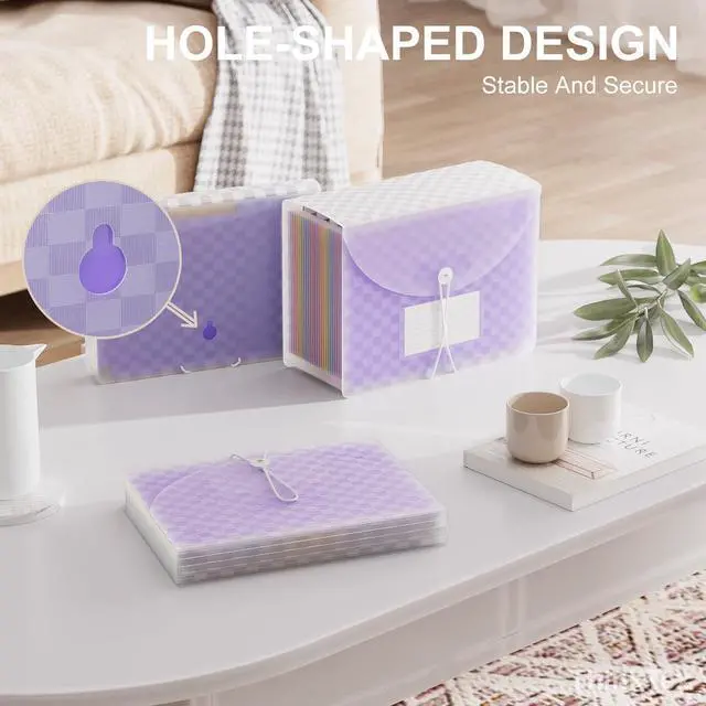 Alt view image 3 of 6 - 26 Pockets Expanding File Folders, Accordion File Organizer with Expandable Cover, Monthly Bill Receipt Documents Organizer, A-Z Colorful Tabs, Letter/A4 Size - Purple