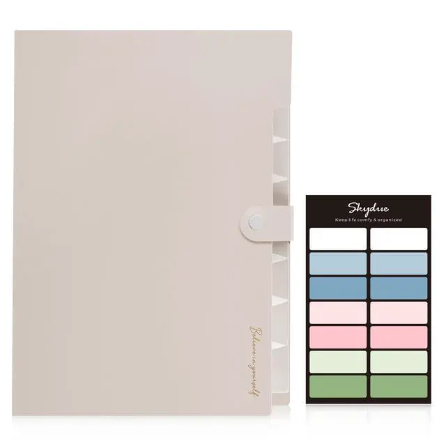 Alt view image 2 of 7 - Expanding File Organizer with 8 Pockets, Accordion File Folders with Labels, Portable Document Paper Bill Receipt Organizer, Home College School Office Supplies, Letter Size,Milk Tea Brow