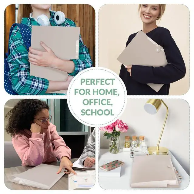Alt view image 4 of 7 - Expanding File Organizer with 8 Pockets, Accordion File Folders with Labels, Portable Document Paper Bill Receipt Organizer, Home College School Office Supplies, Letter Size,Milk Tea Brow