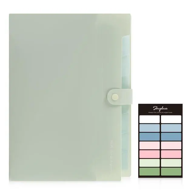 Alt view image 2 of 7 - Expanding File Organizer with 8 Pockets, Accordion File Folders with Labels, Portable Document Paper Bill Receipt Organizer, Home College School Office Supplies, Letter Size,Light Green