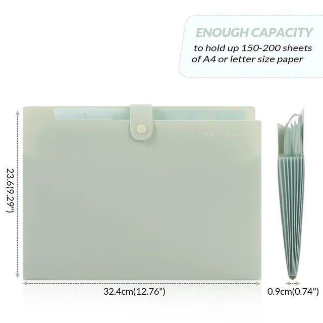 Alt view image 3 of 7 - Expanding File Organizer with 8 Pockets, Accordion File Folders with Labels, Portable Document Paper Bill Receipt Organizer, Home College School Office Supplies, Letter Size,Light Green