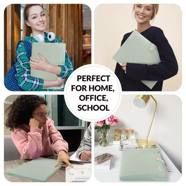Alt view image 6 of 7 - Expanding File Organizer with 8 Pockets, Accordion File Folders with Labels, Portable Document Paper Bill Receipt Organizer, Home College School Office Supplies, Letter Size,Light Green