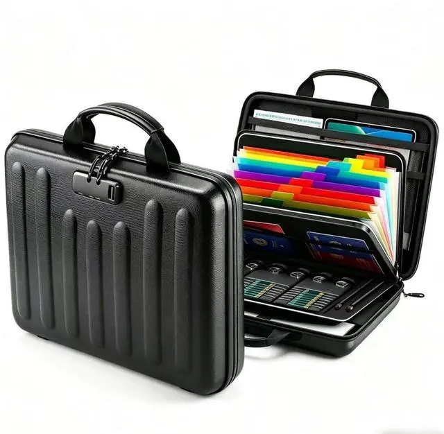 Main image of Fireproof Document Organizer with Lock, Waterproof Hard-Shell File Organizer, 13 Pocket Accordion Folder, Portable Safe Storage for A4 Files, Passports & Certificates, Home Office Travel Use, Black