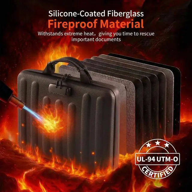 Alt view image 5 of 7 - Fireproof Document Organizer with Lock, Waterproof Hard-Shell File Organizer, 13 Pocket Accordion Folder, Portable Safe Storage for A4 Files, Passports & Certificates, Home Office Travel Use, Black