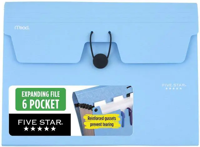 Main image of Expanding File Organizer, 6-Pocket Accordian File Organizer, Bungee Closure, Holds 8-1/2" x 11" Paper, Tidewater Blue (350100C-ECM)
