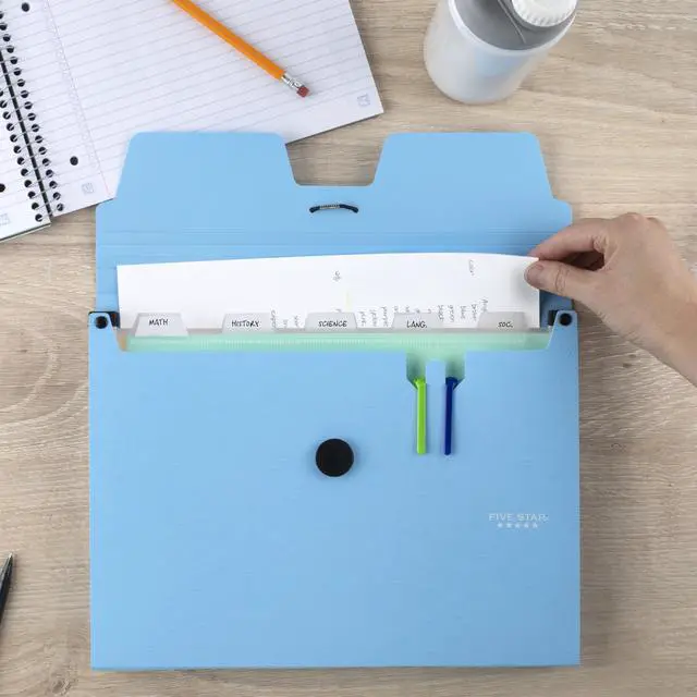 Alt view image 4 of 7 - Expanding File Organizer, 6-Pocket Accordian File Organizer, Bungee Closure, Holds 8-1/2" x 11" Paper, Tidewater Blue (350100C-ECM)