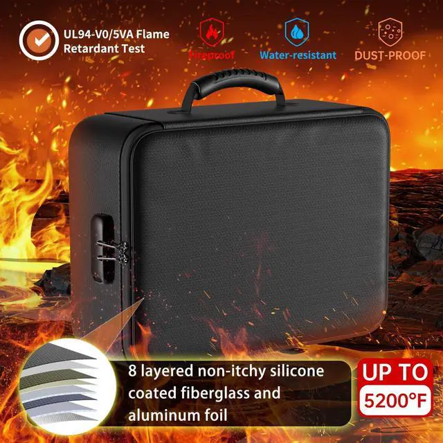 Alt view image 2 of 7 - 5200°F Document Organizer with Lock, Upgraded Heat Insulated FireproofWater-Resistant Box 8 Layers File Organizer, Portable Home Travel Safe Storage for Important Documents and More