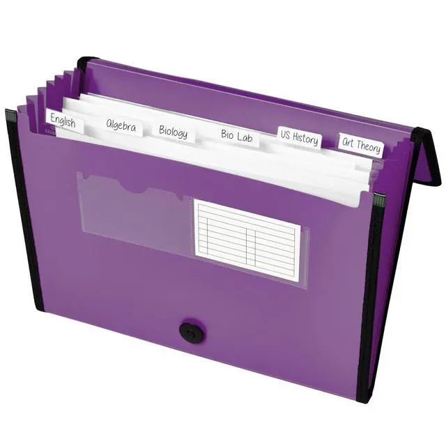 Alt view image 2 of 7 - Expanding File Folder Organizer, 7-Pocket Accordion File Organizer, Plum, Holds 425 Letter/A4-Size Sheets (73552)