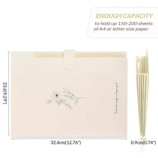 Alt view image 5 of 7 - Expanding File Organizer with 5 Pockets, Accordion File Folders with Labels, Portable Document Paper Bill Receipt Organizer, Home College School Office Supplies, Letter Size,Apricot