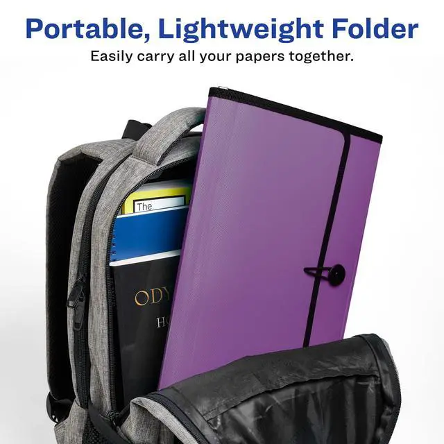 Alt view image 4 of 7 - Expanding File Folder Organizer, 7-Pocket Accordion File Organizer, Plum, Holds 425 Letter/A4-Size Sheets (73552)