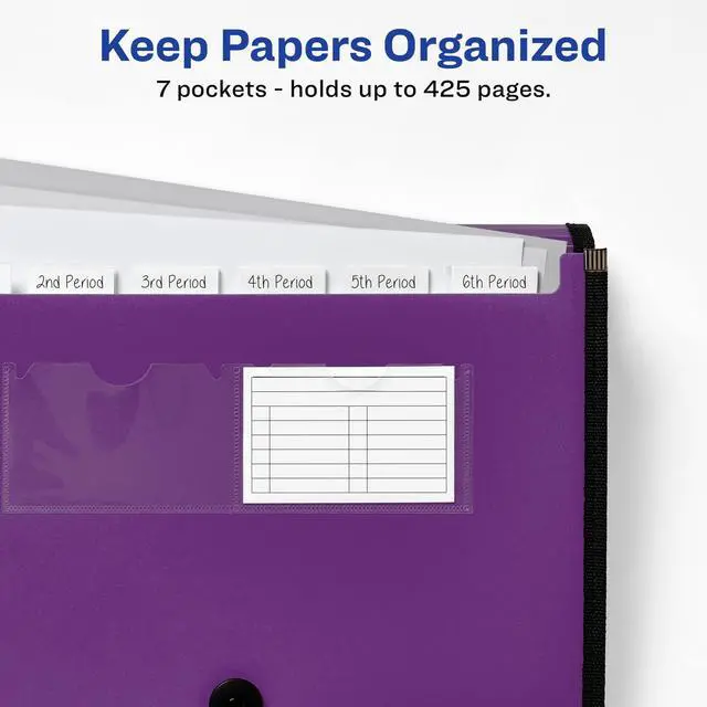 Alt view image 5 of 7 - Expanding File Folder Organizer, 7-Pocket Accordion File Organizer, Plum, Holds 425 Letter/A4-Size Sheets (73552)