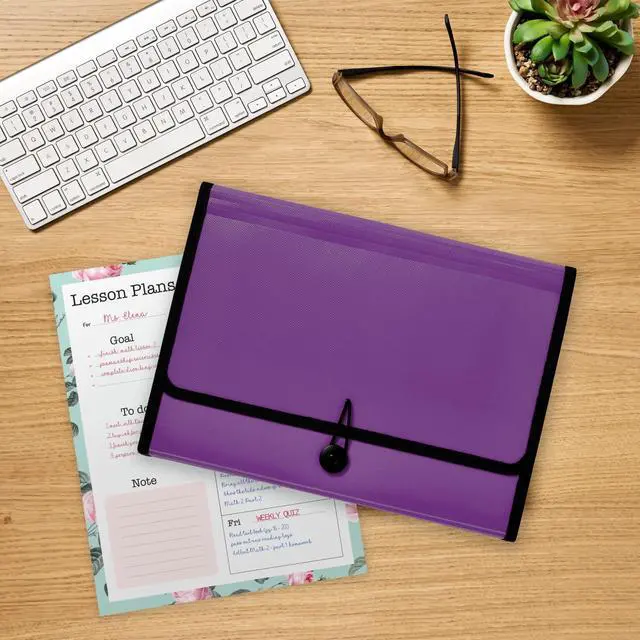 Alt view image 7 of 7 - Expanding File Folder Organizer, 7-Pocket Accordion File Organizer, Plum, Holds 425 Letter/A4-Size Sheets (73552)