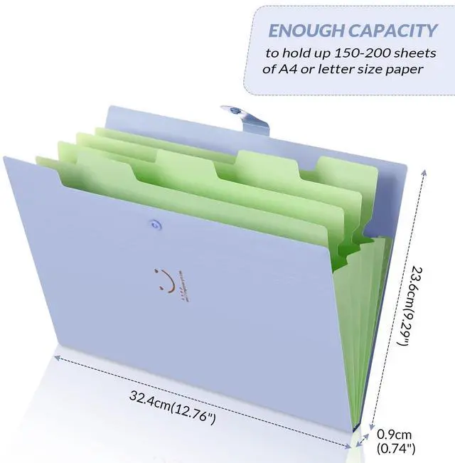 Alt view image 4 of 7 - Expanding File Folders with 5 Pockets, Accordion File Organizer with 32 Labels, Portable Document Paper Organizer, Filing Folders, Letter / A4 Size, Pack of 4