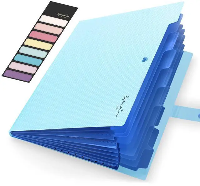 Main image of Accordion File Organizer, Letter Size Expanding File Folder with Labels, 8 Pocket Folders for Document, Portable Paper Bill Receipt Organizer for Home School Office Supplies, A4 Size, Sky Blue