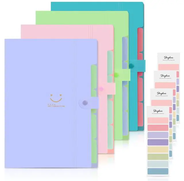 Main image of 4 Packs Expanding File Folder with 32 Labels,5 Pockets A4 Letter Size Accordion Folder Paper Organizer for School and Office